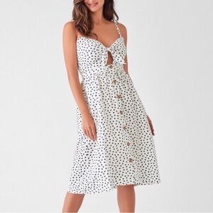 DL1961 Prince Street Polka Dot Cutout Tie Front Sleeveless Midi Dress Sz XS